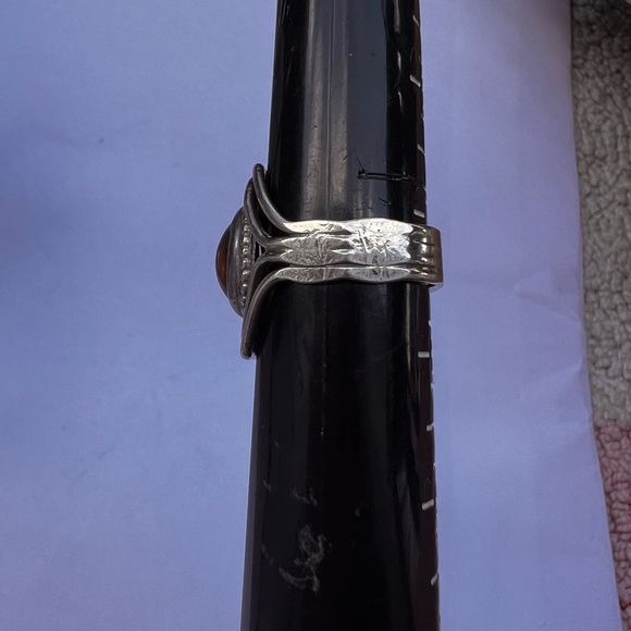 Vintage handmade 925 sterling silver ring with amber stone. Size 7.25 7 g - Picture 4 of 7